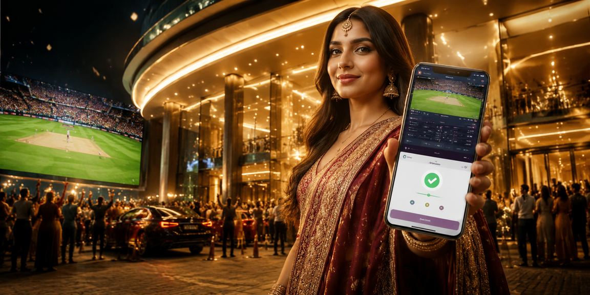 Happy user making mobile payment in India