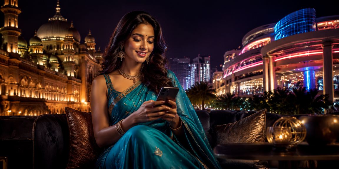 Old city street in Lucknow with lottery promotions